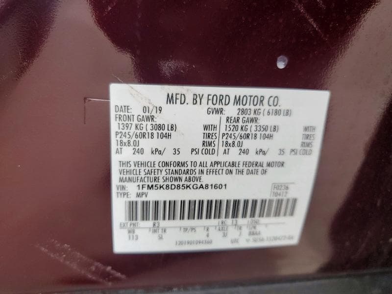 2019 FORD EXPLORER XLT 13