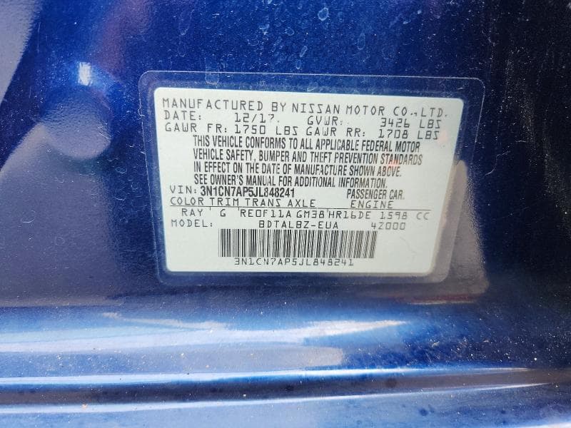 2018 NISSAN VERSA SV 12