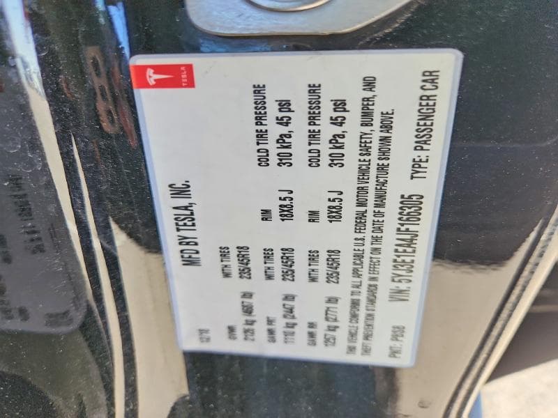 2018 TESLA MODEL 3 12