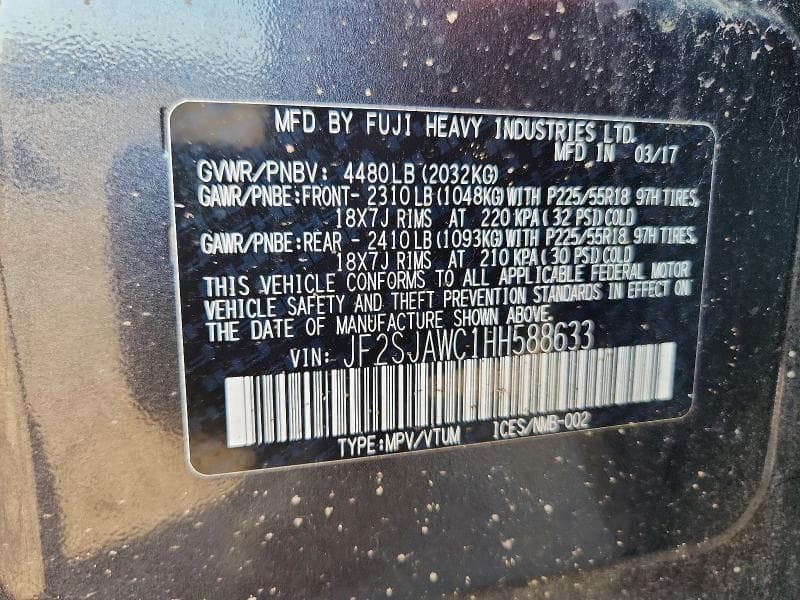 2017 SUBARU FORESTER 2.5I TOURING 13