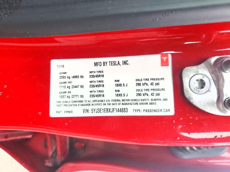 2018 TESLA MODEL 3 12