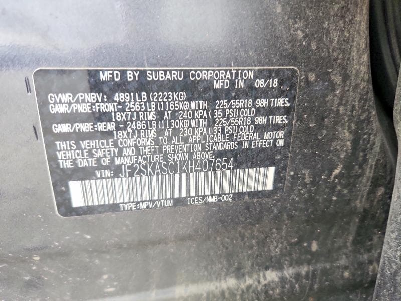 2019 SUBARU FORESTER LIMITED 13