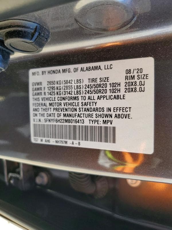 2021 HONDA PILOT SE 12