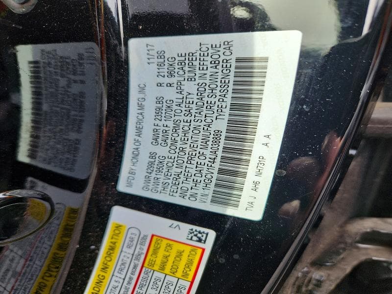 2018 HONDA ACCORD EX 12