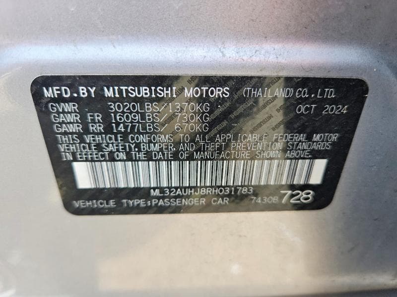 2024 MITSUBISHI MIRAGE ES 12