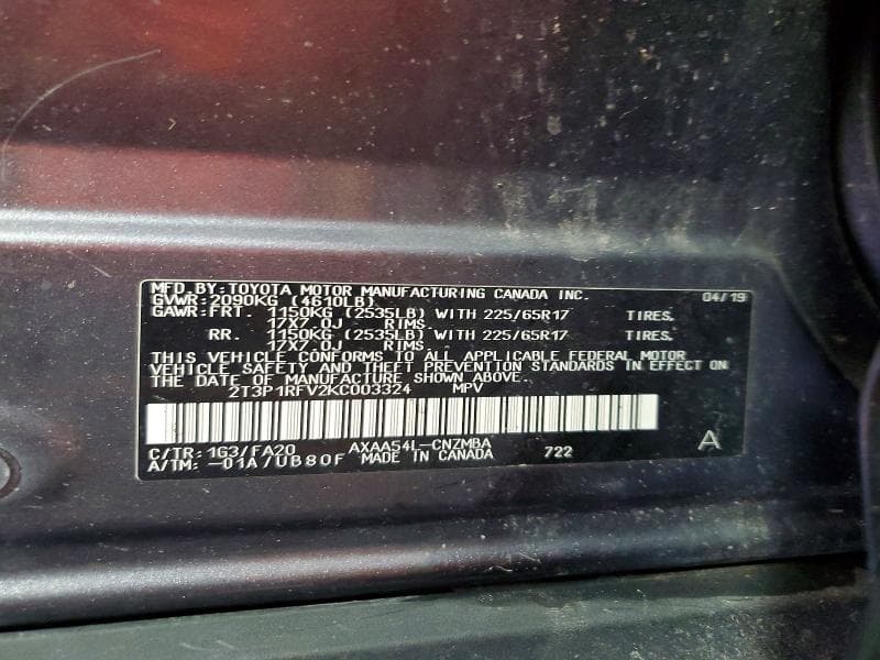 2019 TOYOTA RAV4 XLE 13