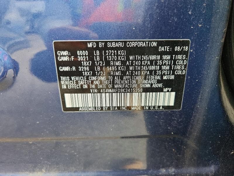 2019 SUBARU ASCENT PREMIUM 13