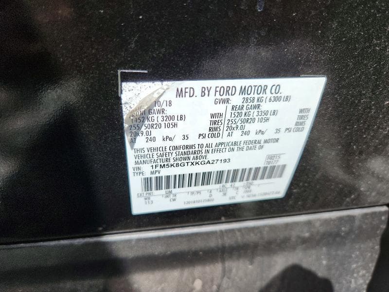 2019 FORD EXPLORER SPORT 12