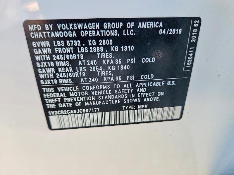 2018 VOLKSWAGEN ATLAS SE 13