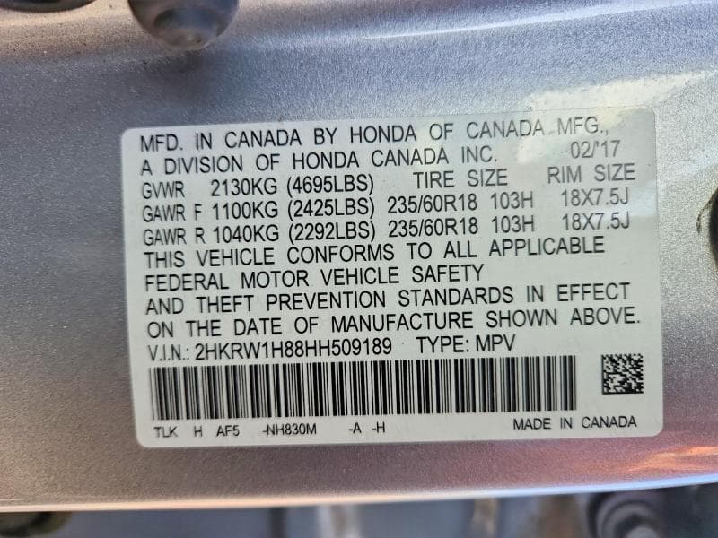 2017 HONDA CR-V EXL 13