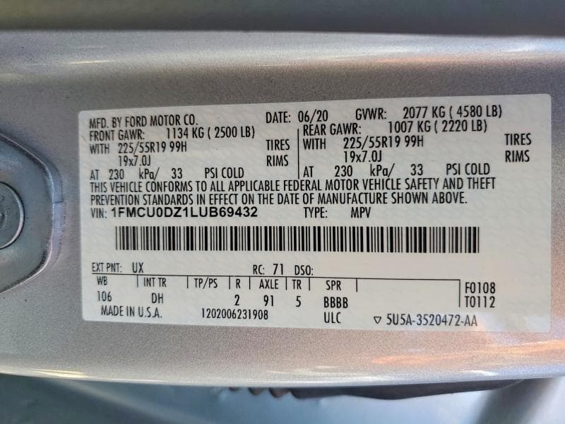 2020 FORD ESCAPE TITANIUM 13