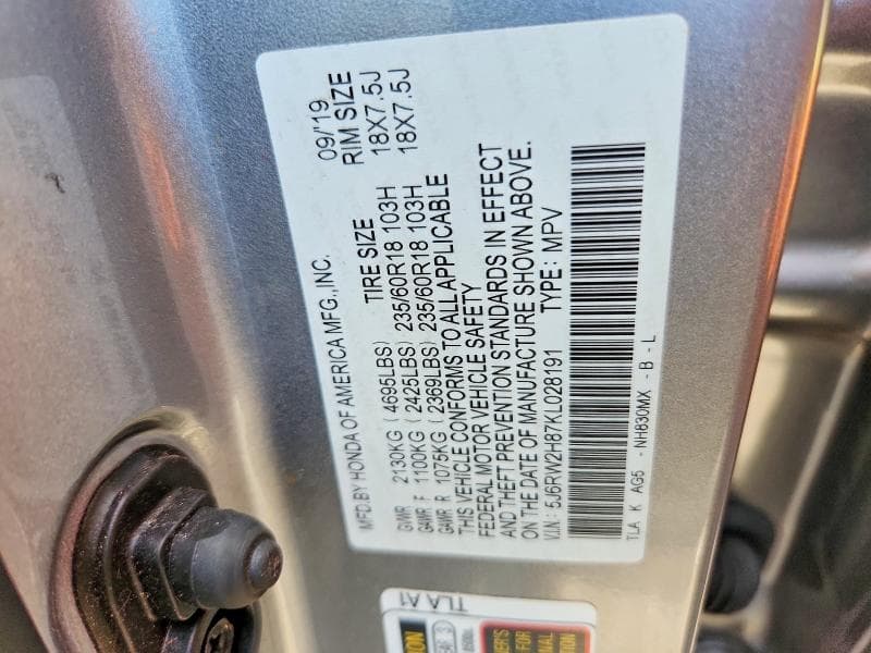 2019 HONDA CR-V EXL 12
