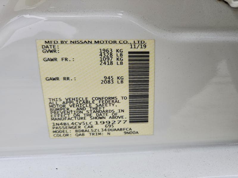 2020 NISSAN ALTIMA SR 12