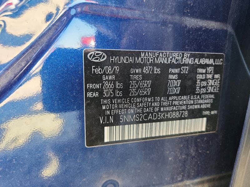2019 HYUNDAI SANTA FE SE 13