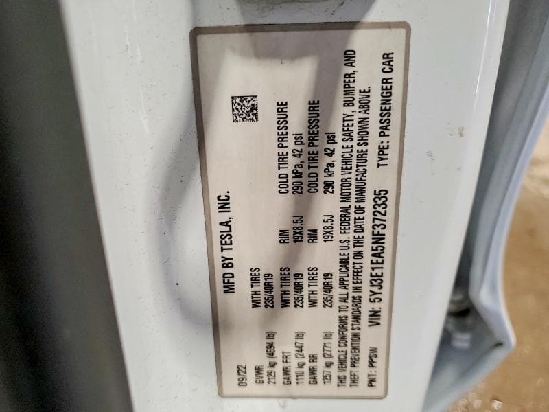 2022 TESLA MODEL 3 12