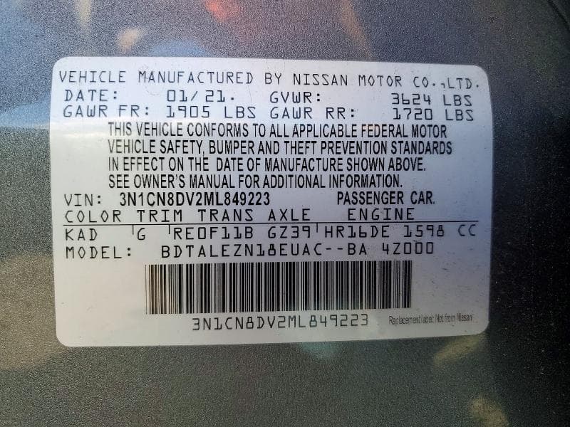 2021 NISSAN VERSA S 13