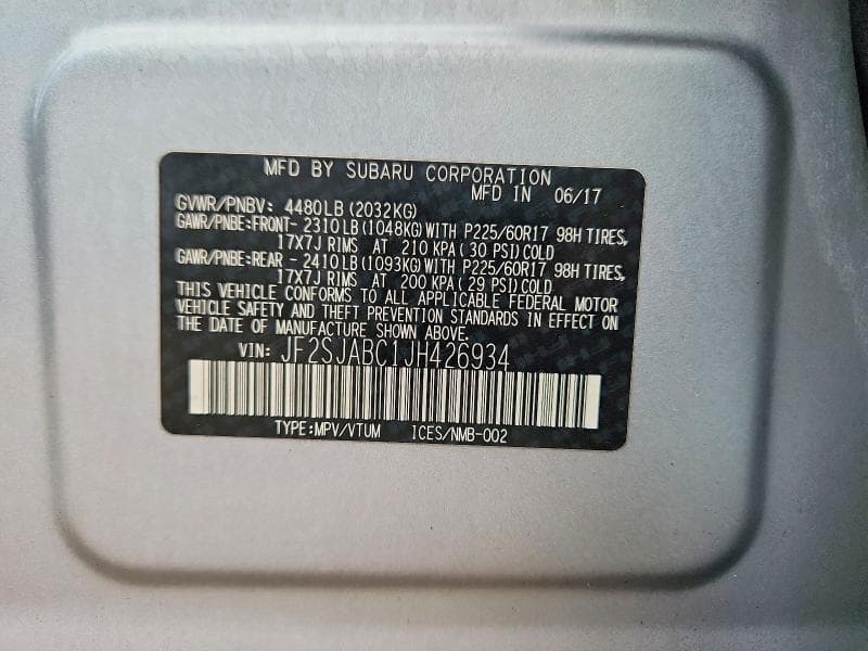 2018 SUBARU FORESTER 2.5I 13