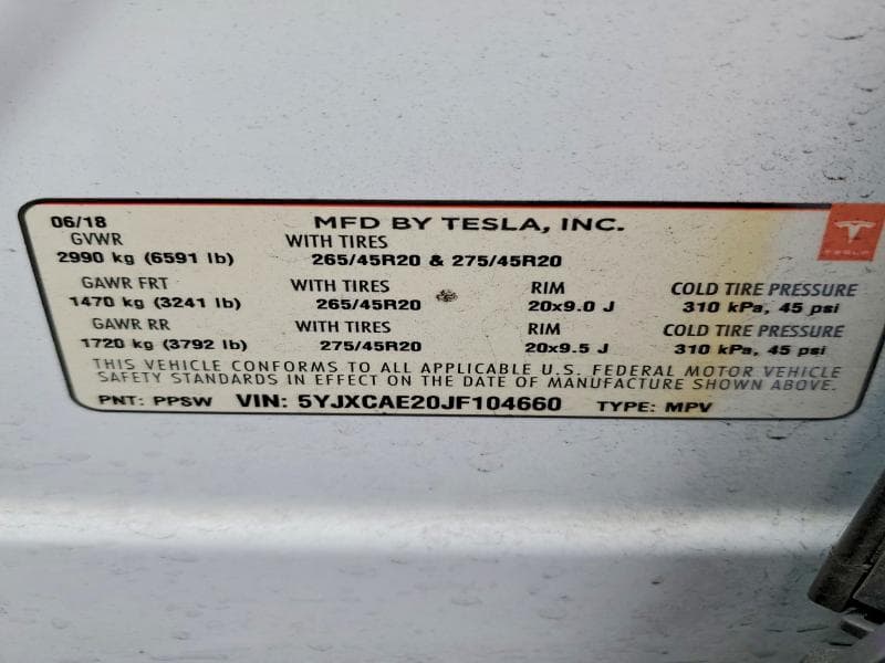 2018 TESLA MODEL X 13