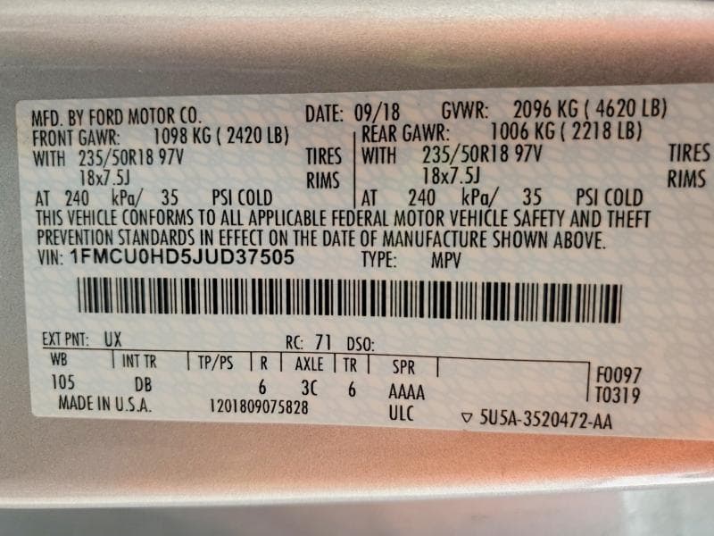 2018 FORD ESCAPE SEL 14