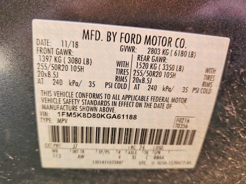 2019 FORD EXPLORER XLT 12