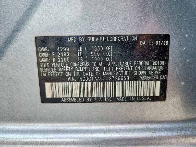 2018 SUBARU IMPREZA BASE 12