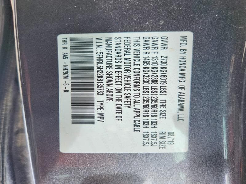 2019 HONDA ODYSSEY LX 13
