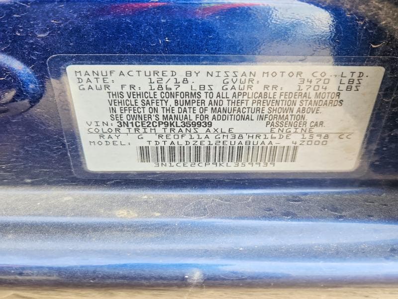 2019 NISSAN VERSA NOTE SV 12
