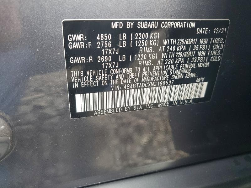 2022 SUBARU OUTBACK PREMIUM 13