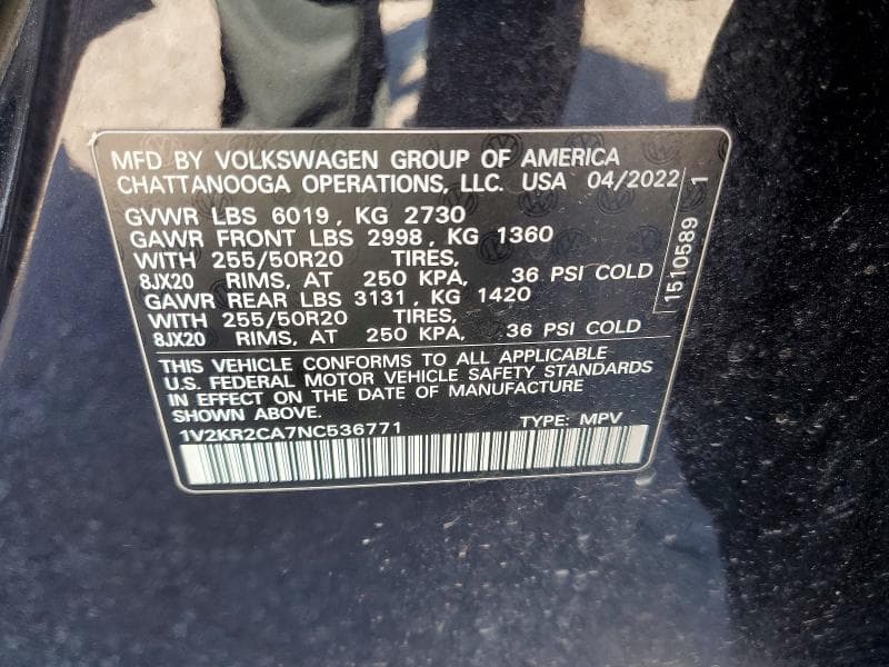 2022 VOLKSWAGEN ATLAS SE 13