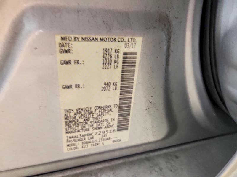 2017 NISSAN ALTIMA 2.5 S 12
