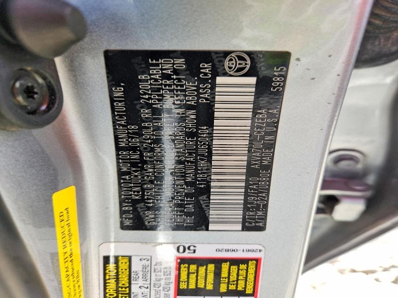 2018 TOYOTA CAMRY L 13