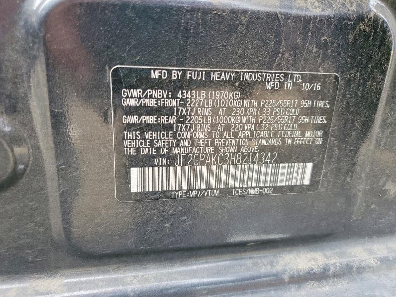 2017 SUBARU CROSSTREK LIMITED 12