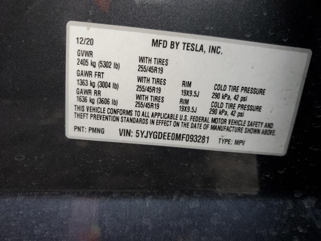 2021 TESLA MODEL Y 13