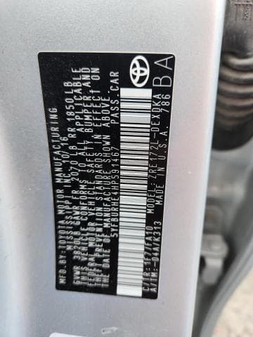 2017 TOYOTA COROLLA L 12