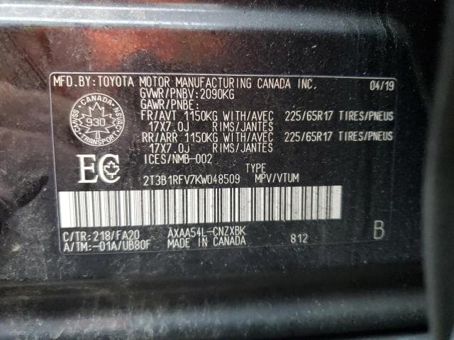 2019 TOYOTA RAV4 LE 14