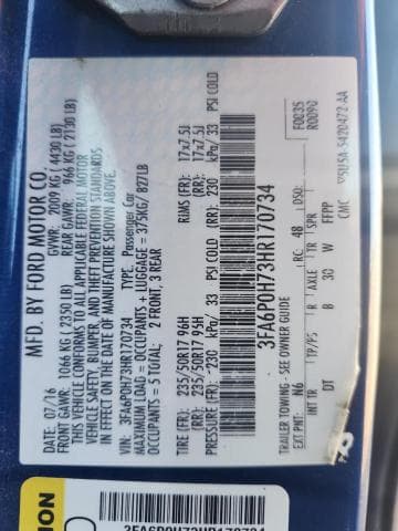 2017 FORD FUSION SE 12