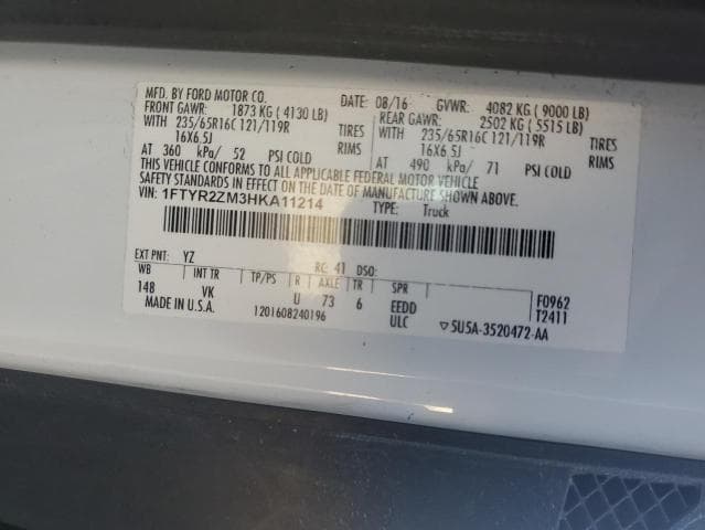 2017 FORD TRANSIT T-250 13