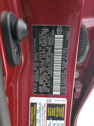 2017 TOYOTA CAMRY LE LE 12