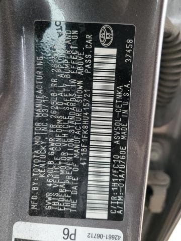 2017 TOYOTA CAMRY LE 12