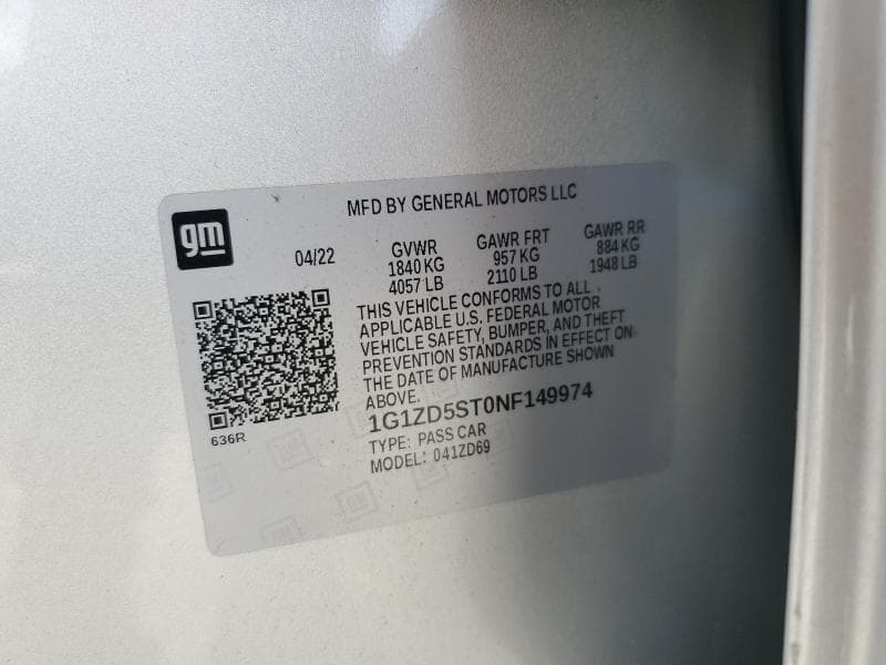 2022 CHEVROLET MALIBU LT 12