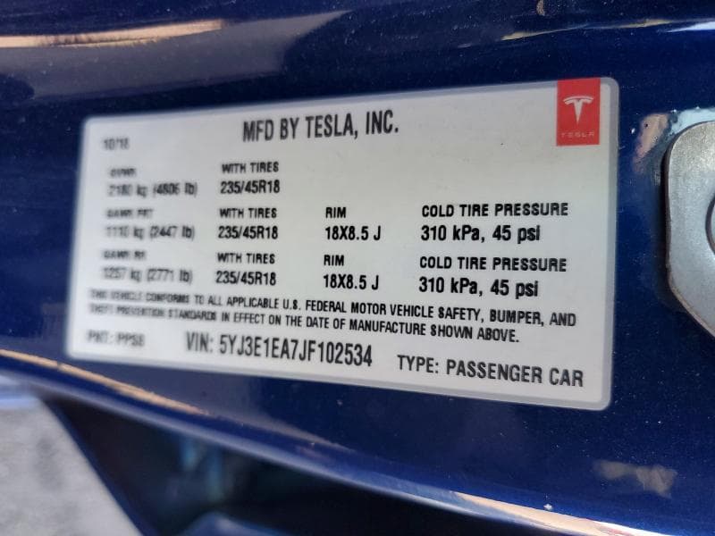 2018 TESLA MODEL 3 12