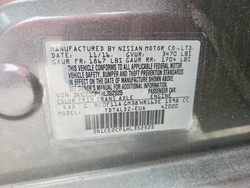2017 NISSAN VERSA NOTE SV 12