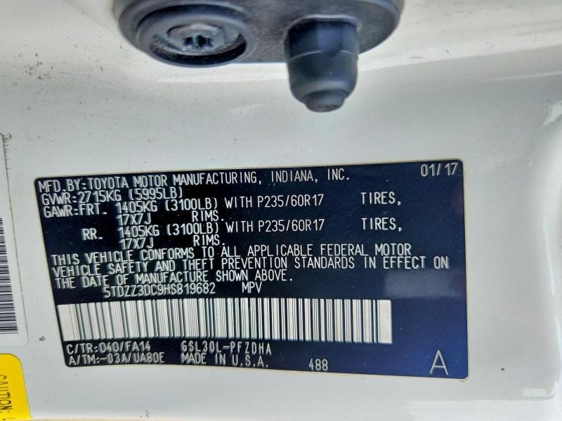 2017 TOYOTA SIENNA L 7-PASSENGER 13