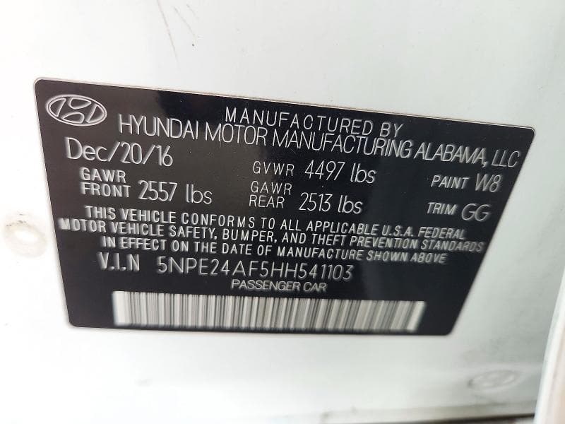 2017 HYUNDAI SONATA SE 12