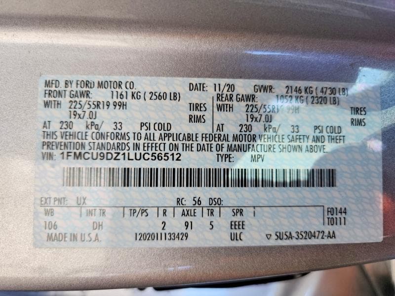 2020 FORD ESCAPE TITANIUM 14