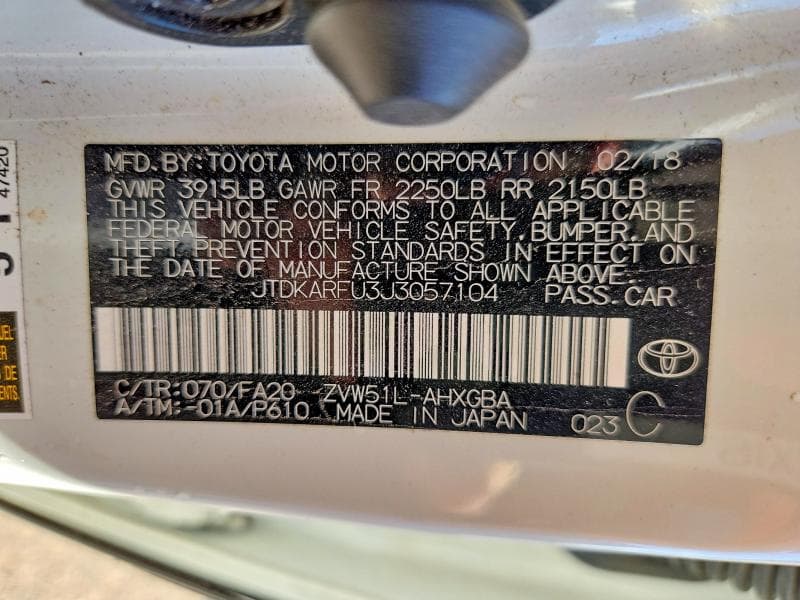 2018 TOYOTA PRIUS THREE 13