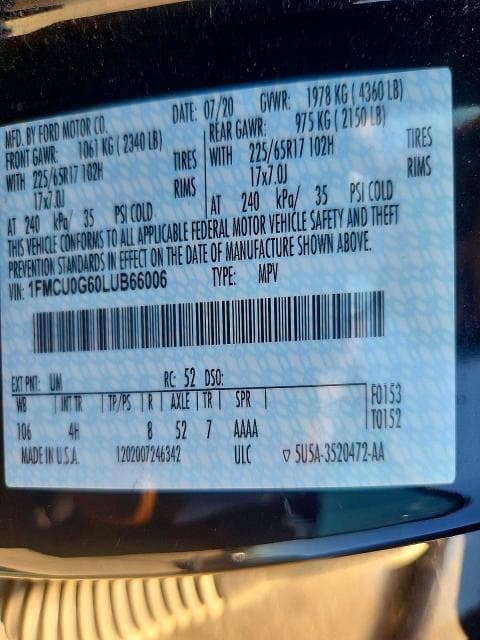 2020 FORD ESCAPE SE 12