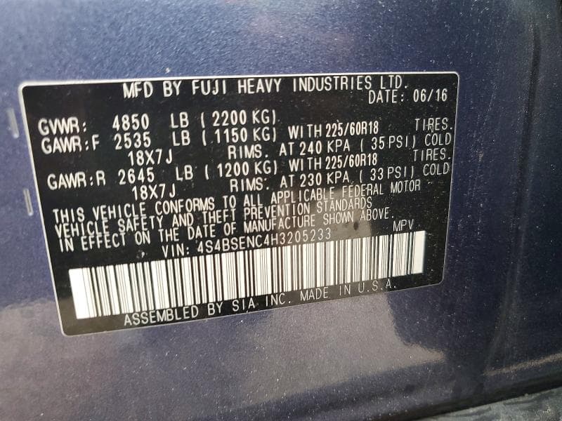 2017 SUBARU OUTBACK 3.6R LIMITED 13
