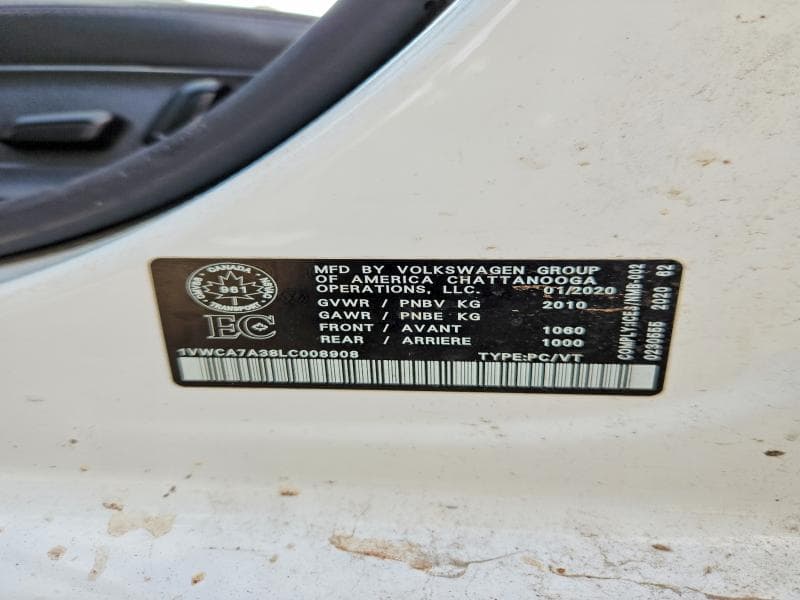 2020 VOLKSWAGEN PASSAT SEL 12