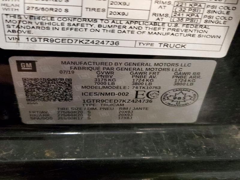 2019 GMC SIERRA K1500 ELEVATION 12